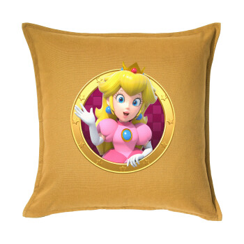 Princess Peach Toadstool, Μαξιλάρι καναπέ Κίτρινο 100% βαμβάκι, περιέχεται το γέμισμα (50x50cm)
