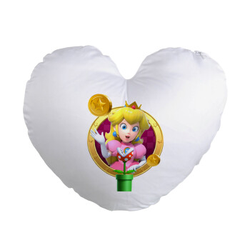 Princess Peach Toadstool, Μαξιλάρι καναπέ καρδιά 40x40cm περιέχεται το  γέμισμα