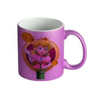 Princess Peach Toadstool, Κούπα Μωβ Glitter που γυαλίζει, κεραμική, 330ml
