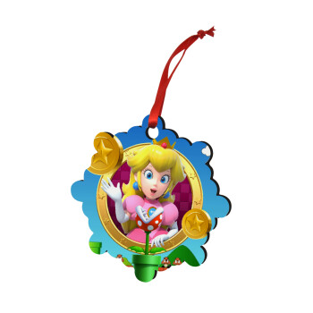 Princess Peach Toadstool, Christmas ornament snowflake wooden 7.5cm