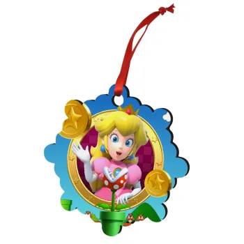 Princess Peach Toadstool, Christmas ornament snowflake wooden 7.5cm
