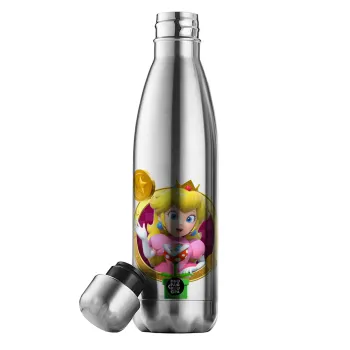 Princess Peach Toadstool, Μεταλλικό παγούρι θερμός Inox (Stainless steel), διπλού τοιχώματος, 500ml