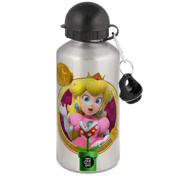 Princess Peach Toadstool, Μεταλλικό παγούρι νερού, Ασημένιο, αλουμινίου 500ml