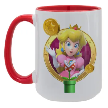 Princess Peach Toadstool, Κούπα Mega 15oz, κεραμική Κόκκινη, 450ml