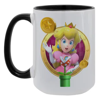Princess Peach Toadstool, Κούπα Mega 15oz, κεραμική Μαύρη, 450ml