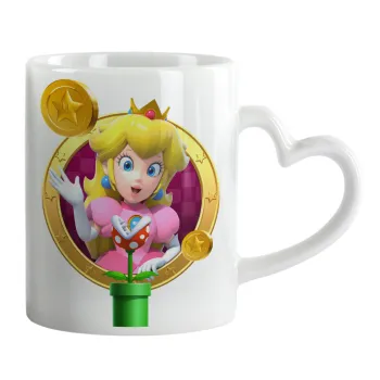 Princess Peach Toadstool, Mug heart handle, ceramic, 330ml