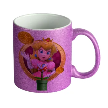 Princess Peach Toadstool, Κούπα Μωβ Glitter που γυαλίζει, κεραμική, 330ml