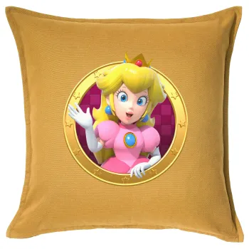 Princess Peach Toadstool, Sofa cushion YELLOW 50x50cm includes filling