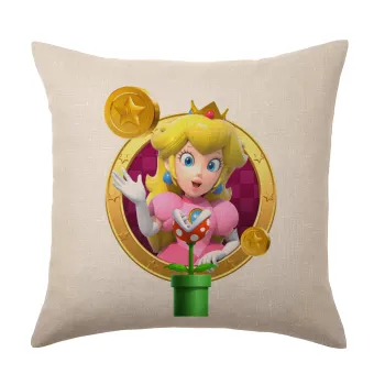Princess Peach Toadstool, Μαξιλάρι καναπέ ΛΙΝΟ 40x40cm περιέχεται το  γέμισμα