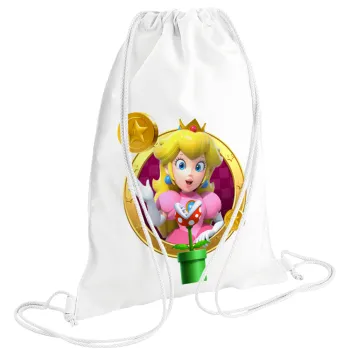 Princess Peach Toadstool, Backpack pouch GYMBAG white (28x40cm)