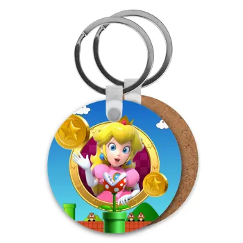 Princess Peach Toadstool, Μπρελόκ Ξύλινο στρογγυλό MDF Φ5cm