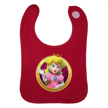 Princess Peach Toadstool, Σαλιάρα με Σκρατς Κόκκινη 100% Organic Cotton (0-18 months)