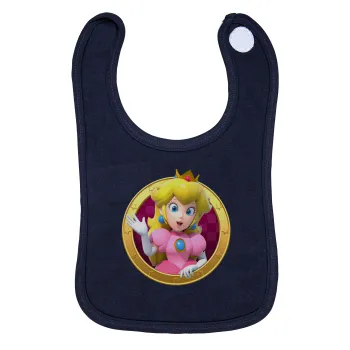 Princess Peach Toadstool, Σαλιάρα με Σκρατς 100% Organic Cotton Μπλε (0-18 months)