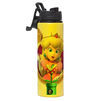 Princess Peach Toadstool, Metallic water bottle with safety lid, 850ml aluminum