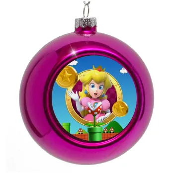 Princess Peach Toadstool, Purple Christmas tree ornament bauble 8cm
