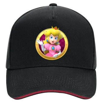 Princess Peach Toadstool, DRILL Adult Ultimate Hat BLACK/RED, (100% COTTON, ADULT, UNISEX, ONE SIZE)