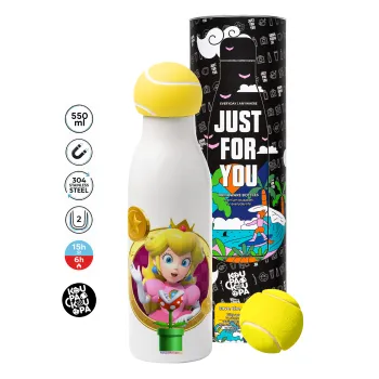 Princess Peach Toadstool, Μπάλα τένις μεταλλικό παγούρι θερμός, διπλού τοιχώματος, 550ml