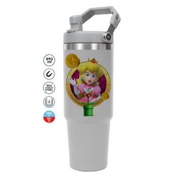 Princess Peach Toadstool, ΓΚΡΙ χρώματος Θερμός Ανοξείδωτο 890ml (30oz) με χερούλι