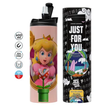 Princess Peach Toadstool, Tumbler stainless steel PINK 600ml