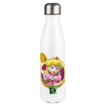 Princess Peach Toadstool, Metal mug thermos White (Stainless steel), double wall, 500ml