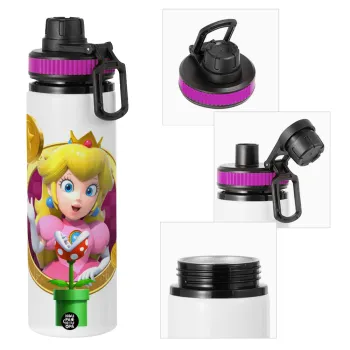 Princess Peach Toadstool, Μεταλλικό παγούρι νερού με καπάκι ασφαλείας, αλουμινίου 850ml