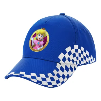 Princess Peach Toadstool, Καπέλο Ενηλίκων Ultimate ΜΠΛΕ RACING, (100% ΒΑΜΒΑΚΕΡΟ DRILL, ΕΝΗΛΙΚΩΝ, UNISEX, ONE SIZE)