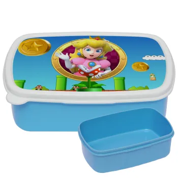 Princess Peach Toadstool, ΜΠΛΕ παιδικό δοχείο φαγητού (lunchbox) πλαστικό (BPA-FREE) Lunch Βox M18 x Π13 x Υ6cm