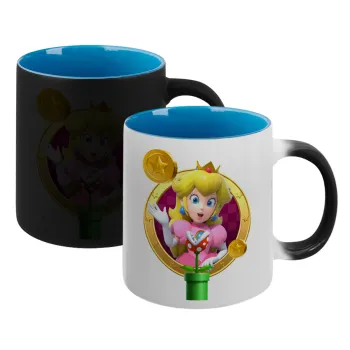 Princess Peach Toadstool, Κούπα Μαγική εσωτερικό μπλε, κεραμική 330ml που αλλάζει χρώμα με το ζεστό ρόφημα