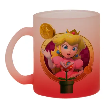 Princess Peach Toadstool, Κούπα γυάλινη δίχρωμη με βάση το κόκκινο ματ, 330ml