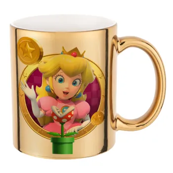Princess Peach Toadstool, Κούπα κεραμική, χρυσή καθρέπτης, 330ml