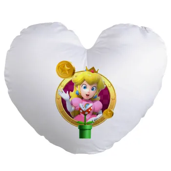 Princess Peach Toadstool, Μαξιλάρι καναπέ καρδιά 40x40cm περιέχεται το  γέμισμα