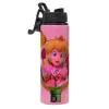 Metallic water bottle with safety lid, 850ml aluminum