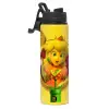 Metallic water bottle with safety lid, 850ml aluminum