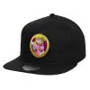 Children's Flat Snapback Hat, Black (100% COTTON, CHILD, UNISEX, ONE SIZE)
