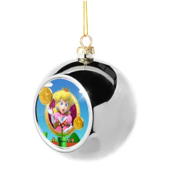 Princess Peach Toadstool, Silver 8cm Christmas tree ball ornament