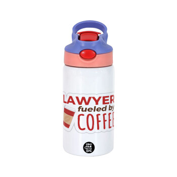 Lawyer fueled by coffee, Children's hot water bottle, stainless steel, with safety straw, pink/purple (350ml)