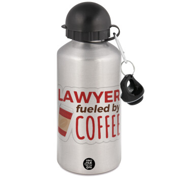 Lawyer fueled by coffee, Metallic water jug, Silver, aluminum 500ml