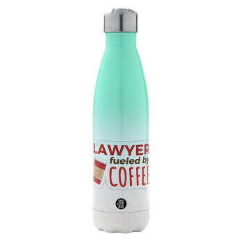 Lawyer fueled by coffee, Μεταλλικό παγούρι θερμός Πράσινο/Λευκό (Stainless steel), διπλού τοιχώματος, 500ml
