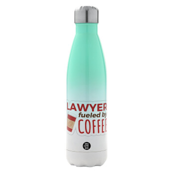 Lawyer fueled by coffee, Μεταλλικό παγούρι θερμός Πράσινο/Λευκό (Stainless steel), διπλού τοιχώματος, 500ml