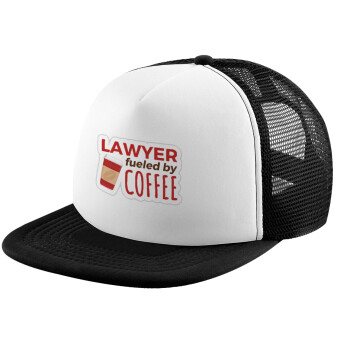 Lawyer fueled by coffee, Καπέλο Ενηλίκων Soft Trucker με Δίχτυ Black/White (POLYESTER, ΕΝΗΛΙΚΩΝ, UNISEX, ONE SIZE)