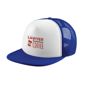 Lawyer fueled by coffee, Καπέλο παιδικό Soft Trucker με Δίχτυ ΜΠΛΕ/ΛΕΥΚΟ (POLYESTER, ΠΑΙΔΙΚΟ, ONE SIZE)