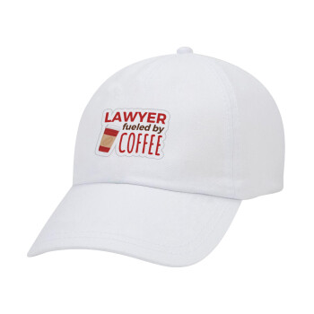Lawyer fueled by coffee, Καπέλο Ενηλίκων Baseball Λευκό 5-φύλλο (POLYESTER, ΕΝΗΛΙΚΩΝ, UNISEX, ONE SIZE)