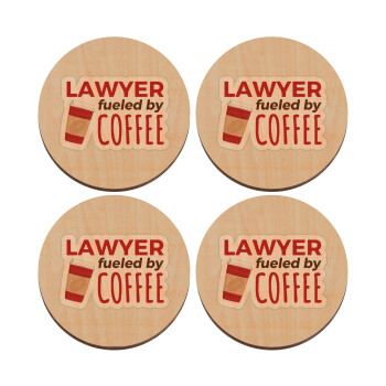 Lawyer fueled by coffee, ΣΕΤ x4 Σουβέρ ξύλινα στρογγυλά plywood (9cm)