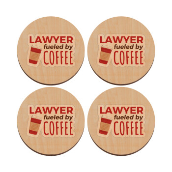Lawyer fueled by coffee, ΣΕΤ x4 Σουβέρ ξύλινα στρογγυλά plywood (9cm)