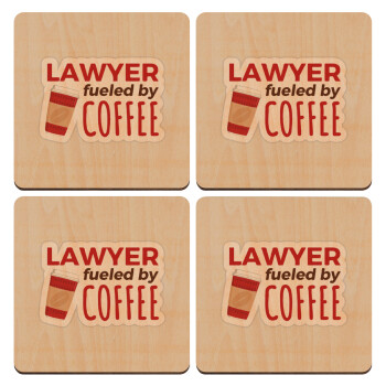 Lawyer fueled by coffee, ΣΕΤ x4 Σουβέρ ξύλινα τετράγωνα plywood (9cm)