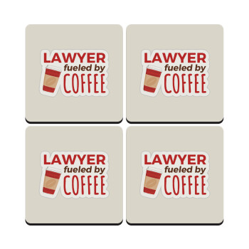 Lawyer fueled by coffee, ΣΕΤ 4 Σουβέρ ξύλινα τετράγωνα (9cm)