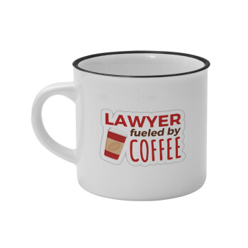 Lawyer fueled by coffee, Κούπα κεραμική vintage Λευκή/Μαύρη 230ml