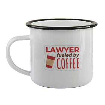 Lawyer fueled by coffee, Κούπα εμαγιέ με μαύρο χείλος 360ml