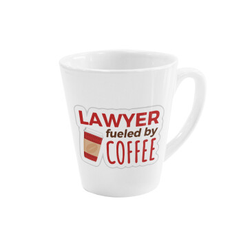 Lawyer fueled by coffee, Κούπα κωνική Latte Λευκή, κεραμική, 300ml