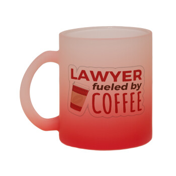 Lawyer fueled by coffee, Κούπα γυάλινη δίχρωμη με βάση το κόκκινο ματ, 330ml